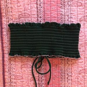 Green Ribbed Bikini Top